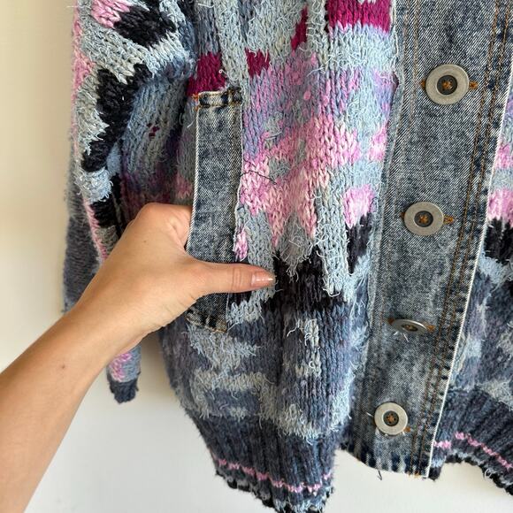 Free People Bluebell Oversize Knit Cardigan Sweater Blue Purple S NWT - Picture 11 of 11